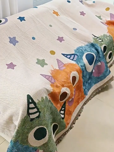 Japanese Cartoon Style Sofa Cover Fashion Anti-Slip Chenille Sofa Towel 1/2/3/4 Seater Four Seasons Universal Sofa Blanket for Living Room Home Decor 沙发套 沙发盖布