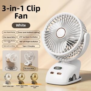 Clip-on Light Digital Display Portable Fan