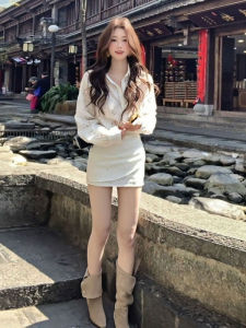 Unique Korean Style Hollow out Slim Fit Shirt Dress High Waist Design Spring Fashion Womens Dress Comfortable Long Sleeve