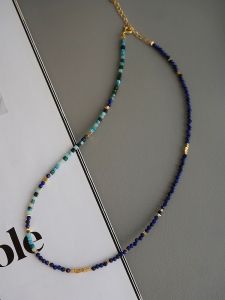 Pure Silver Healing Klein Blue Agate Turquoise Crystal Beads Necklace Fresh out Freshwater Pearl Pendant Womens Fashion Jewelry