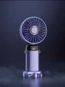 Kipas Angin Mini Portable Cas USB 20000 mAh Bisa Lipat Leher 5-Speed Wind LED Display Dgn Tempat Aromaterapi