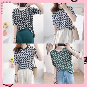 QDshop เอาใจไปเยยไอต้าวว เสื้อคอกลม ผ้านิ้มนิ่มม พิมพ์ลายดอกไม้ตะมุตะมิ มี 4 สี รีบกดตุ่มสั่งเยยน้าาา