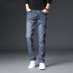 HENGYUANXIANG | Loose Fit Straight Leg Business Casual Jeans For Men Spring Autumn Elastic Denim Pants Youthful Urban Style Long Trousers