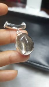 J382 จี้ไหมทองทรงหลังเต่า ตัวเรือนเงินแท้