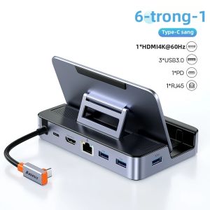 BASEUS | Cổng Kết Nối Đa Năng Baseus 6 Cổng USB-C Cho Steam Deck Nintendo Switch - HDMI 4K 60Hz RJ45 Gigabit PD 100W Type C USB 3.0 Hub