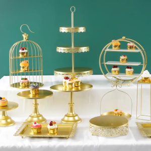🔥Trending Gold Dessert Tower Set  Multi-Layer Cake & Cupcake Display Rack for Wedding✨ #PartyEssential