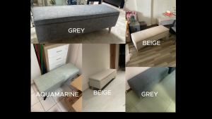 Hii Living CUBIC Storage Bench 2 Seater Easy Clean Fabric Seat Shoe BenchBeigeGreyPink