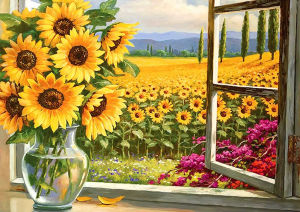 5D DIY Diamond Painting Flower Mosaic Full Round Drill 30x40cm Diamond Embroidery Sunflower Lilac Poppy Home Decor