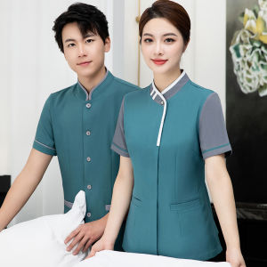 ชุดทำงานฤดูร้อนแขนสั้นสำหรับผู้หญิง ชุดทำความสะอาดโรงแรม ชุดแม่บ้านพักอาศัย ชุดงานบ้าน ชุดงานบ้านพักอาศัย ชุดแม่บ้านพักอาศัย
