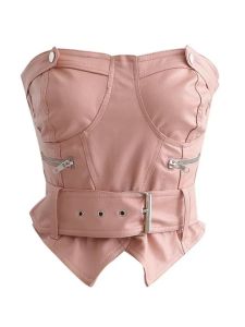 23L- atasan bustier top leather premium