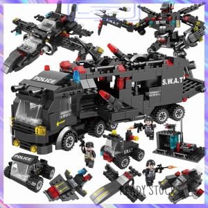 Robot Polisi Mainan Brick Blok City Police 700Pcs Vehicle Hawk SWAT Mainan Hadiah Ulang Tahun Mainan Anak Laki Laki  Robot Polisi Mainan Brick Blok