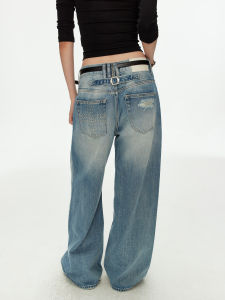 MADWITCH | Original Cross Studs Ripped Washed Denim Wide Leg Pants