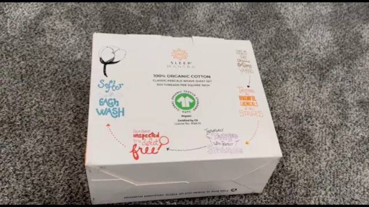 Bộ ga trải giường SLEEP MANTRA 100% ORGANIC COTTON hữu cơ chất vải percale mềm mại mát mẻ thoáng khí của Mỹ