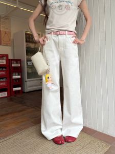 OIOI ESSE | Quần Jeans Đùi Rộng Dáng Xòe Trắng Mới Mùa Hè
