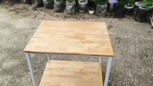 แบบสำเร็จ แข็งแรงมาก ชั้นวางของ 2 ชั้น ชั้นวางตู้ปลา ชั้นวางตกแต่งบ้าน โครงเหล็ก พื้นไม้แท้ MT099