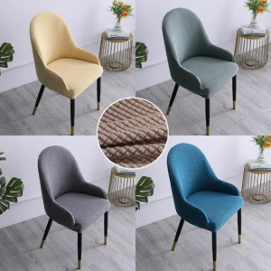 Curved Chair Cover Stretch Dining Chair Cover Waterproof Removable Elastic Polar Fleece Chair Cover