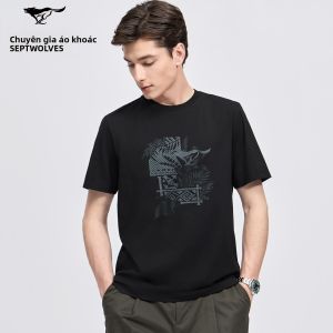 SEPTWOLVES | Áo Thun Nam Cổ Tròn Tey Short Tay Chống Khuẩn Bông Lụa