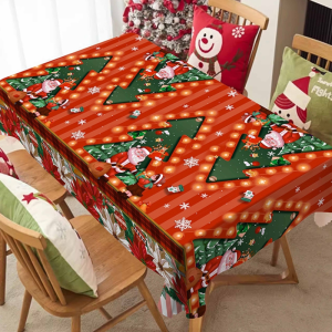Topstar 2025 Christmas Tablecloth Waterproof 4/6/8 Seater PVC Xmas Table Cloth Cover Christmas Home Decor