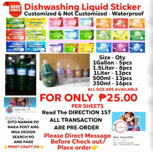 Dishwashing Liquid Sticker CUS#14 WATERPROOF