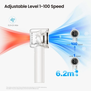 VEGER VLF-04T Portable Fan LED Display 5 Speed Levels 100 Wind Intensity Levels - 12 Months Warranty