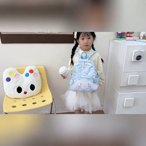 Balo hoạt hình 3D màu pastel vàng kem và tím cho bé trai bé gái balo mẫu giáo chống nước bền đẹp