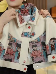 แจ็คเก็ตหนังลายการ์ตูนลำลองสำหรับเด็กผู้หญิง ฤดูใบไม้ร่วง 2025 แจ็คเก็ตสไตล์เกาหลีแฟชั่น แจ็คเก็ตผ้าผสมลายสก็อต