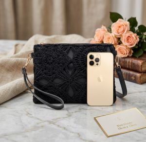 SG READY | Boho Floral Crochet Phone Bag | Womens Tassel Crossbody Sling Pouch | Bag & Key Chain Coin Purse