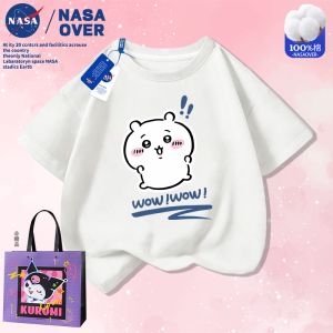 NASA Joint Name Summer Cartoon Pure Cotton Short Sleeve Childrens Super Cute Chiikawa Print T-shirt Fashion Casual Wear