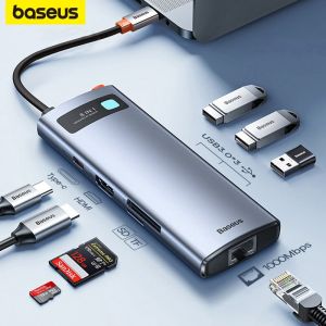 BASEUS | Baseus 4K 60Hz USB C Hub Type C to Ethernet Port PD 100W Adapter for Macbook Pro USB 3.0 Hub Laptop Tablet Accessories