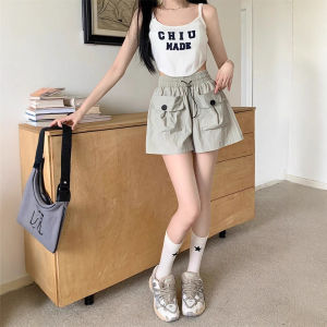 High Waist Straight Leg Workwear Shorts Womens Loose Wide Leg Shorts Casual Pants Design Sense Pocket 2025 New Arrival