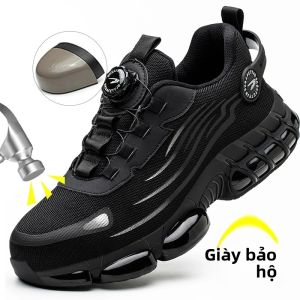 Giày Bảo Hộ Nam Thoáng Khí Kiểu Dáng Thường Ngày Chất Liệu Vải Đàn Hồi Mũi Giày Bằng Kim Loại Bảo Vệ An Toàn Thời Trang Dành Cho Người Lớn.