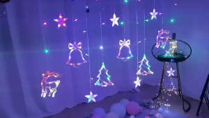 Đèn Rèm Trang Trí Noel – Đèn Led Hình Ngôi Sao Chuông Cây Thông Tuần Lộc Cực Đẹp