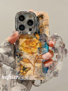 Kafir Butterfly Flower Silicone Bracelet Creative Artistic Oil Painting Design Compatible with  14 12 Models Protective Phone Case