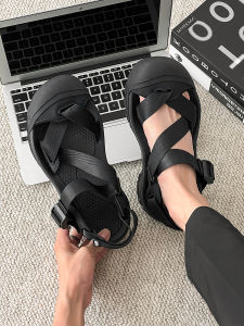 รองเท้าแตะชายหาดผู้ชาย กันน้ำ หนังยาง ทรงปากเปิด สไตล์ลำลอง ฤดูร้อน 2024 รองเท้าแตะชายหาดแบบหนาสำหรับกลางแจ้ง