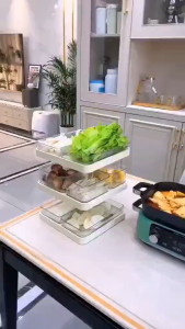 Hot Pot Side Dishes Plate Multi-Layer Food Preparation Compartment Tray Multi-Functional Plate Storage Rack Tray Artifact