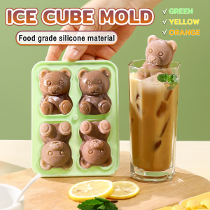 ELLE 4 Grid 3D Little Bear Shape Ice Cube Silicone Mold Household DIY Juice Milk Ice Machine