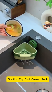 Suction Cup Sink Strainer Basket Upgraded Suction Cup Kitchen SinkStrainer Basket with Press Dumping & Self-Cleaning Desian CornerSink Trash Catcher for Food Waste