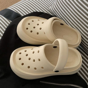 Thin Strip Casual Hole Style Cartoon Animation Sandals for Women 2024 New Summer Dog Beach Shoes Mid Heel Flat Wedge Slippers