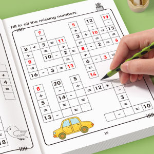 32 Pages Crossword Puzzles Addition Subtraction Math Workbook For 3-8 Ages