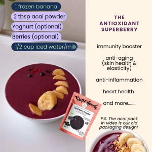 Natures Superfoods Organic Acai Berry Powder Freeze-Dried 90g l High Purple Antioxidants l No Added Sugar or Additive