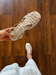 FANGXI | Vintage Woven One-Strap Cage Sandals