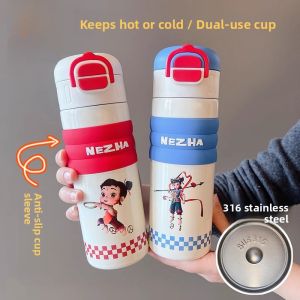 SHIPAILUO | Naruto Boys Large Capacity Insulated Stainless Steel Straw Thermos Anti-fall Dual-drink Cartoon Style Water Bottle For Kids