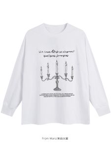 Áo Thun Tay Dài in Họa Tiết Sáng Tạo Rộng Rãi Cổ Tròn Thời Trang Mùa Thu Phong Cách Thường Ngày Thoải Mái Thoáng Khí