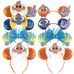 2025 Newest Finding Nemo Inspired Disney Ears Headband Women Mermaid Birthday Gift Girls Kids Cosplay Party Hair Accessories
