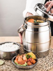 Dung Tích Lớn Inox Cách Nhiệt Hộp Cơm Trưa Nhà Hàng Phục Vụ Nồi Canh Trưởng Thành Hộp Bento 3 Lớp Chân Không Cách Nhiệt Xô Đựng Cơm