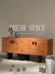 Designer Geometric Solid Wood Tree Burls TV Cabinet
