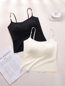 Miiow | MiiOW Pearl Strap Vest Womens Summer Ice Silk Sleeveless Base Layer Seamless Backless Top Thin Regular Length Fashionable