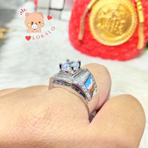 Nhẫn Nam Mạ Bạch Kim Đính Đá Cao Cấp - Lokalo - Mang Lên Tay Sang Như Đại Gia 21922 (Có Video)
