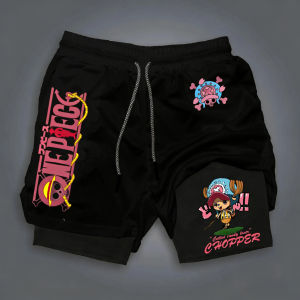 ONE PIECE Anime Chopper Printed Sports Shorts 2026 Mens Summer New Running Speed Dry Breathable 2-in-1 Double Layer Shorts