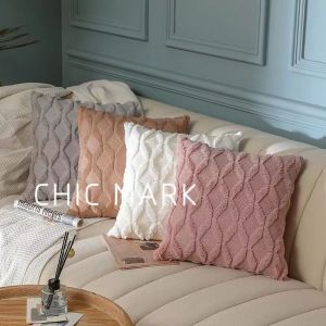 45*45CM Classic Design Fluffy Home Cushion Cover Plush Pillow Covers Solid Color Cushion Case Modern Sofa Pillowcase